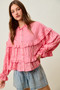 SO ME Variegated Stripe Reversible Flowy Boho Blouse