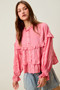 SO ME Variegated Stripe Reversible Flowy Boho Blouse