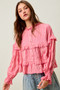 SO ME Variegated Stripe Reversible Flowy Boho Blouse
