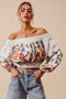 SO ME Floral Embroidered Off The Shoulder Crop Top
