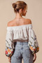 SO ME Floral Embroidered Off The Shoulder Crop Top
