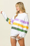 BiBi Sequin Mardi Gras Striped Round Neck Sweatshirt