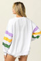 BiBi Sequin Mardi Gras Striped Round Neck Sweatshirt
