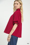 Umgee Textured Smocked Yoke Split-Neck Top