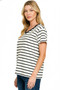 Zenana Striped V-Neck Short Sleeve T-Shirt