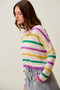 SO ME Mardi Gras Color Stripe Lightweight Sweater Top