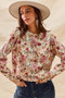 SO ME Floral Print Button Front Sweater Cardigan