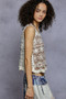 POL Floral Round Neck Cropped Crochet Sleeveless Top with Scalloped Edge