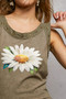 POL Washed Floral Stud Round Neck Slim Tank