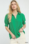 Umgee Seersucker Puff Sleeve Blouse