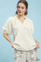 Umgee Textured Puff Sleeve Split Neck Top