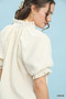 Umgee Textured Puff Sleeve Split Neck Top
