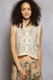 POL Floral Embroidered Cropped Crochet Vest