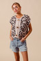 SO ME Big Metal Button Front Leopard Sweater Vest Top