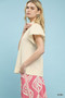 Umgee Texture Flutter Sleeve Notched Blouse