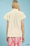 Umgee Texture Flutter Sleeve Notched Blouse