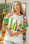 BiBi Sequin Mardi Gras Bottles Spangled Sleeve Top