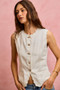 SO ME Scalloped Edge Cotton Twill Washed Vest Top