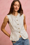 SO ME Scalloped Edge Cotton Twill Washed Vest Top