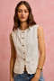 SO ME Scalloped Edge Cotton Twill Washed Vest Top