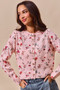 SO ME Floral Print Button Front Sweater Cardigan Top