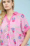 Umgee Stripe Embroidered Button-Front Boho Blouse