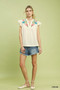Umgee Embroidered Flutter Sleeve Blouse