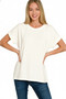 Zenana Soft Melange Hacci Short Sleeve Round Neck Top