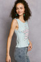 POL Round Neck Stud Point Ribbed Tank with Stripped Star Patch
