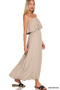 Zenana Woven Crinkle Strapless Maxi Dress