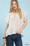 Umgee Embroidered Boho Blouse with Tassel Tie