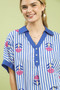 Umgee Stripe Embroidered Button-Front Boho Blouse