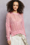 POL Openwork Round Neck High Low Knit Top