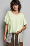 POL Round Neck Short Sleeve T-Shirt with High Low Hem