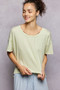 POL Round Neck Short Sleeve T-Shirt with High Low Hem