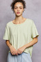 POL Round Neck Short Sleeve T-Shirt with High Low Hem