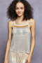 POL Embroidered Floral Square Neck Knit Cami
