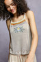 POL Embroidered Floral Square Neck Knit Cami