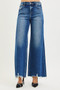 RISEN High Rise Wide Leg Jeans with Distressed Hem