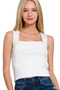 Zenana Ribbed Seamless Double Layered Square Neck Tank