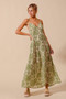 SO ME Damask Floral Summer Maxi Flowy Dress With Open Back