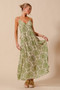 SO ME Damask Floral Summer Maxi Flowy Dress With Open Back