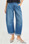 RISEN Slouchy Cropped Barrel Jeans With Cuffed Hem