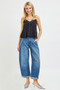 RISEN Slouchy Cropped Barrel Jeans With Cuffed Hem
