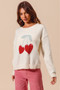 SO ME Heart Cherry Knitted Valentine Sweater Top