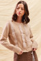 SO ME Front Lace Trim Button Cardigan Sweater