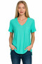 Zenana Slub Rolled Short Sleeve V-Neck Tee