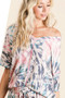BiBi Tie Dye Print Terry V Neck Top With Contrast
