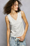 POL Textured Knit V-Neck Tank with Lace Trim
