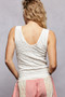 POL Textured Knit V-Neck Tank with Lace Trim
